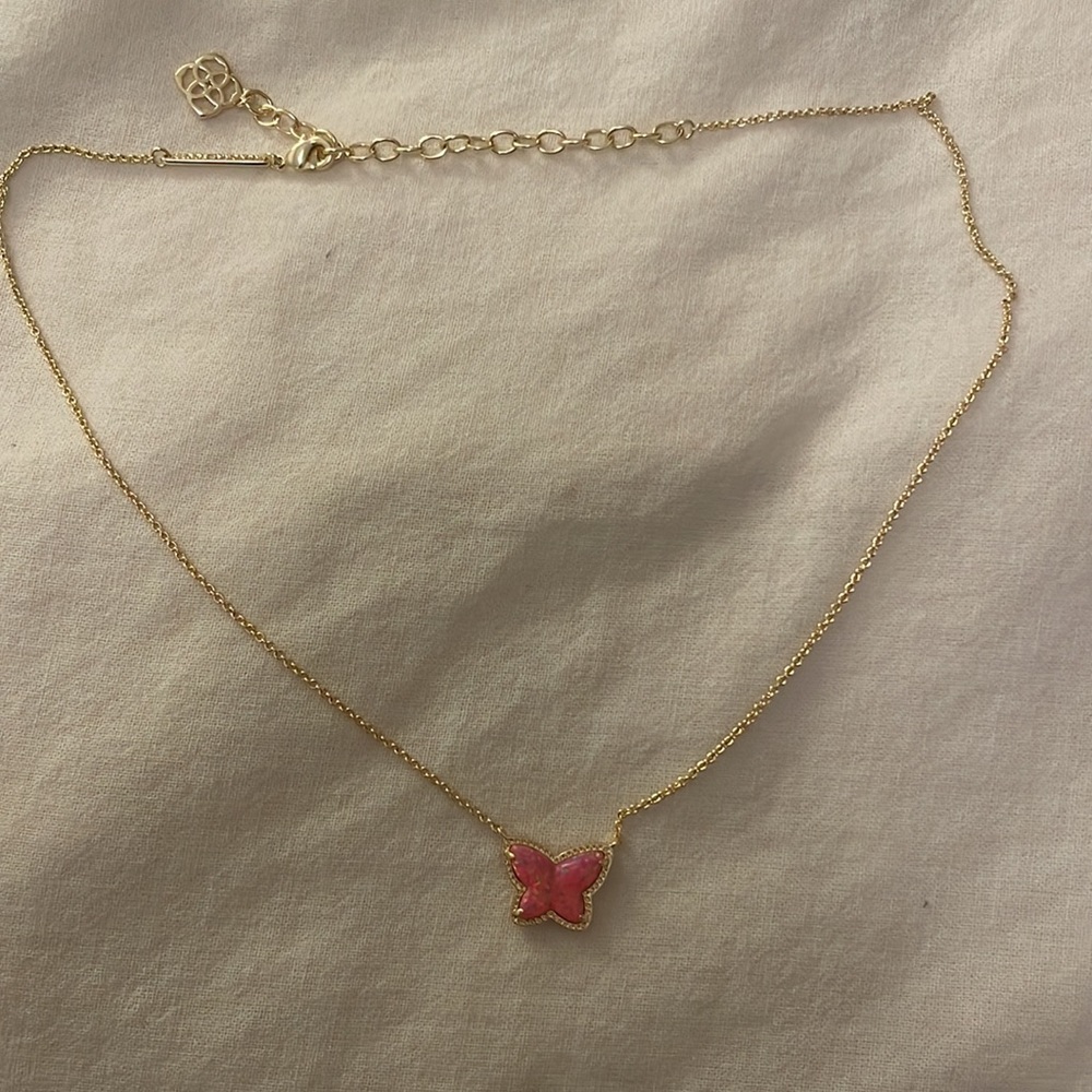 Kendra Scott Lillia Butterfly Necklace in Pink Opal